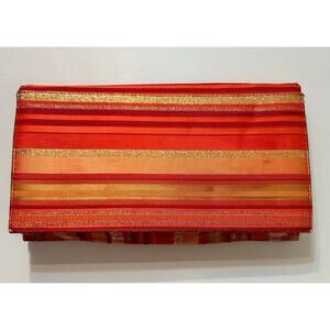 J Renee Vintage Clutch With Detachable Strap Red Orange Gold Stripe